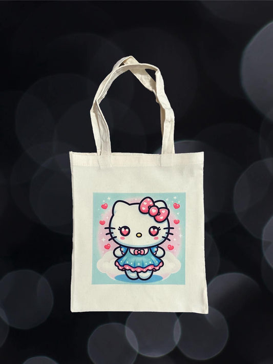 Blue & Pink Dress Hello Kitty Tote Bag